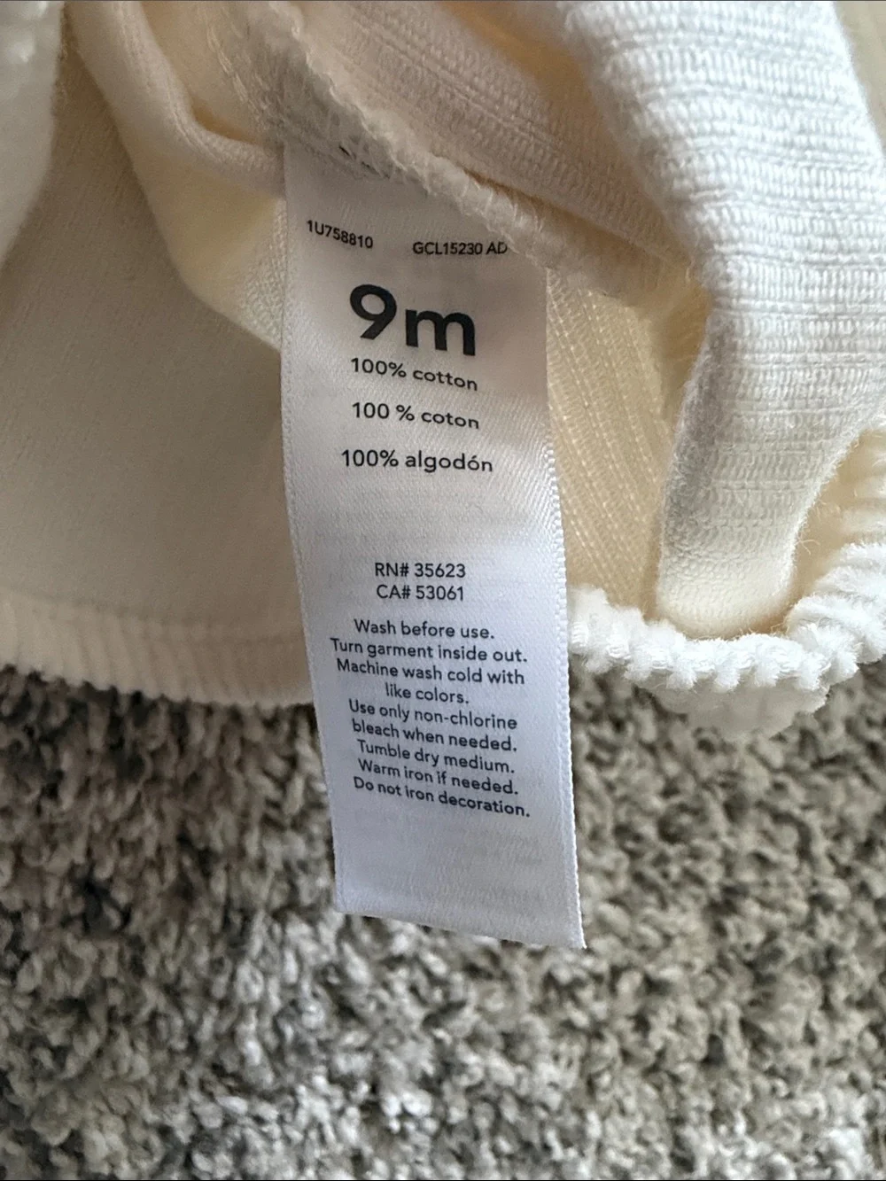 Carter's Cream Corduroy Button-Front Shirt Thick Material/Warm